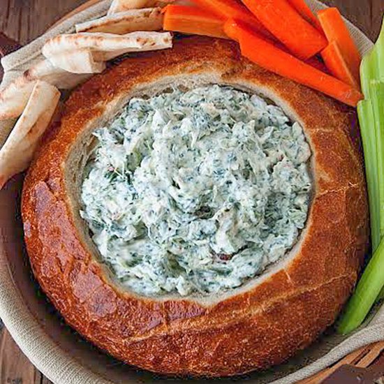 Spinach Dip Bread Bowl