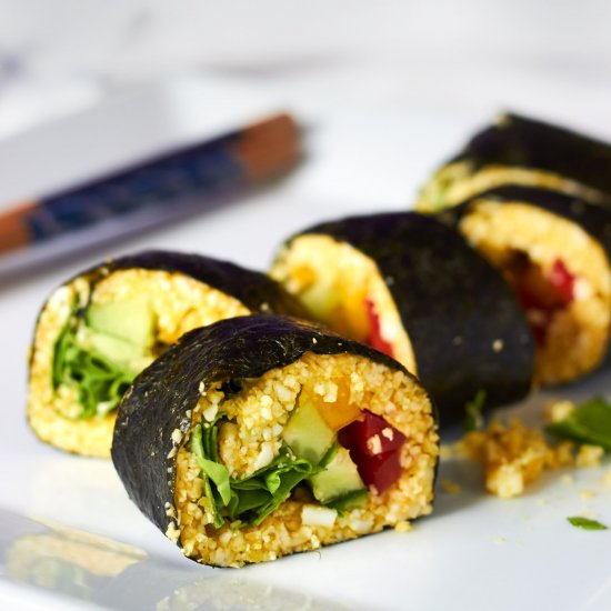 Raw Cauliflower Turmeric Sushi