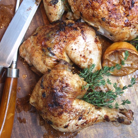 Spatchcocked Chicken with Lemons