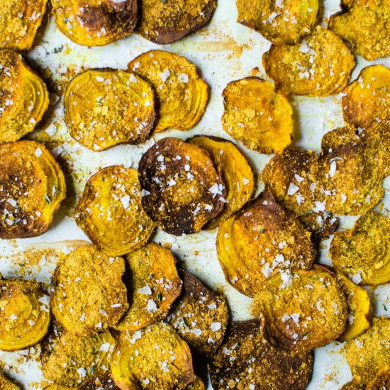 Cheesy Golden Beet Chips