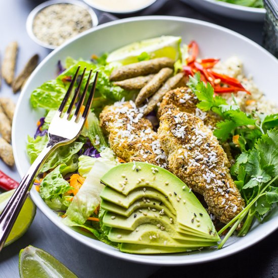 Coconut Crusted Chicken Salad Bowls