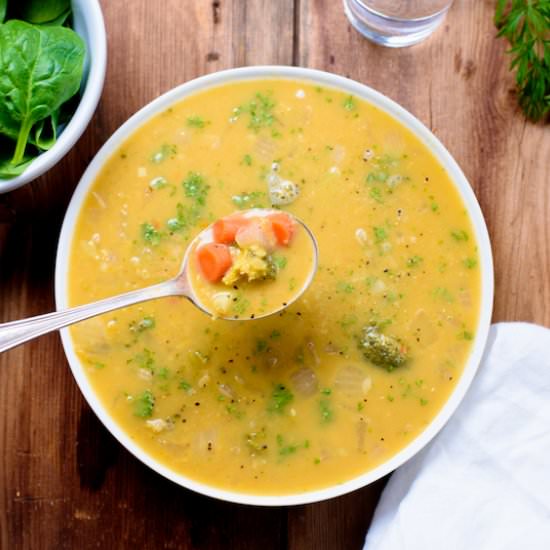 Spinach, Veggie and Red Lentil Stew