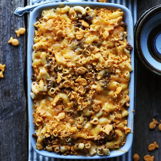 Goldfish Chorizo Mac & Cheese