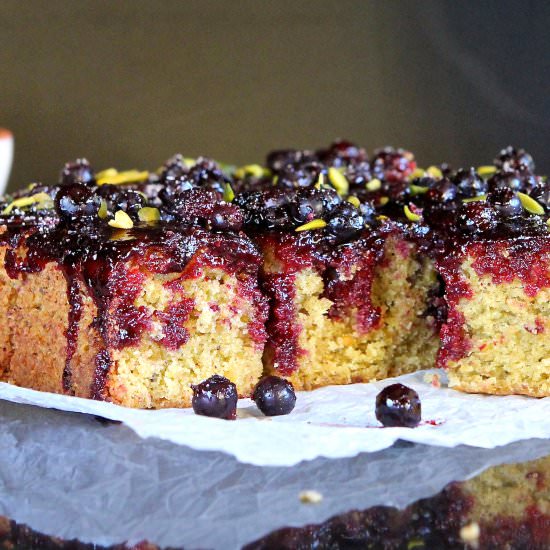 Pistachio-Lime-Blackcurrant Drizzle