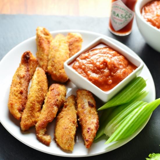 Chicken Fingers with Bloody Mary Sauce