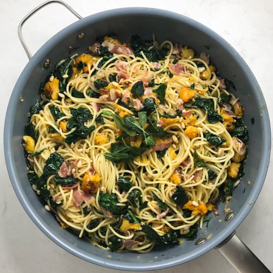 Spaghetti with Pancetta and Kale