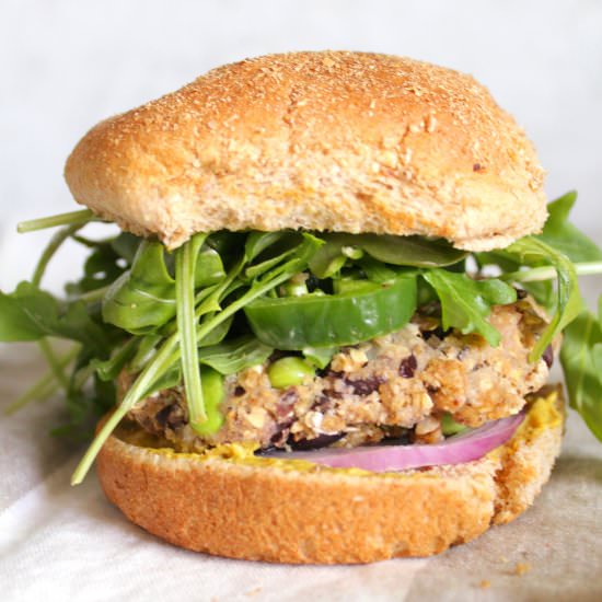 Edamame Black Bean Burgers