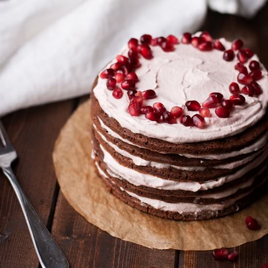 Stovetop Cake, Pomegranate Cream