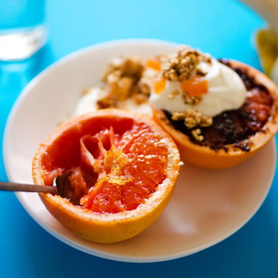 Grapefruit Brulee with Quick Quinoa