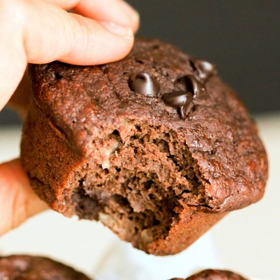 Healthy Chocolate Banana Muffins