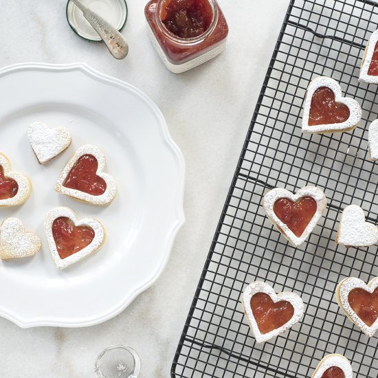 Heart Sablee Cookies with Jam