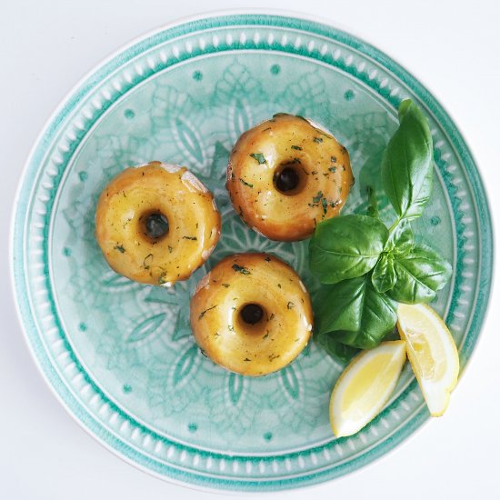 Baked Lemon Curd Basil Donuts