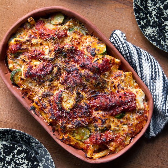 Baked Ziti with Zucchini & Pancetta