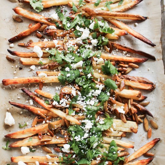 Loaded Feta Fries with Chipotle Dip