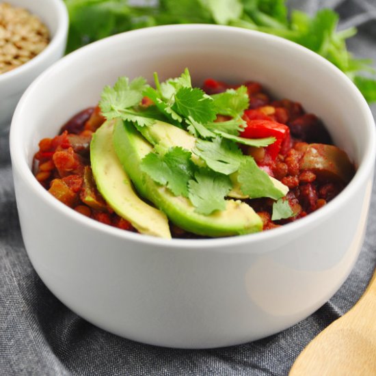 Simple Slow Cooker Lentil Chili