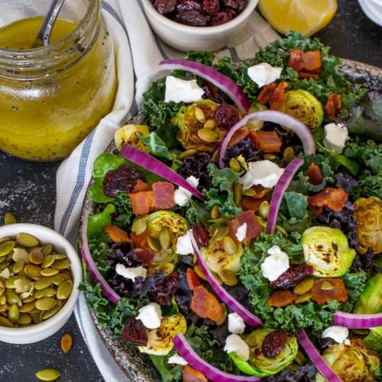 Brussels Sprouts, Bacon, Kale Salad