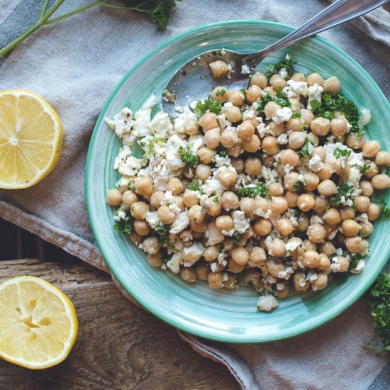 Chickpea Salad with Feta and Garlic