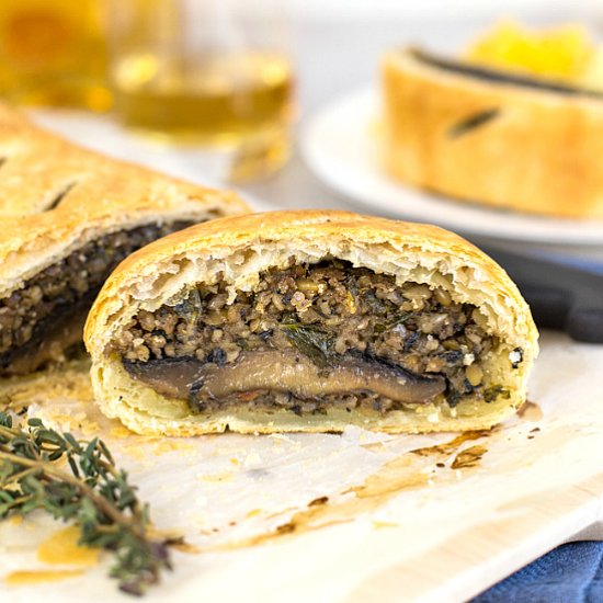 Haggis and mushroom wellington