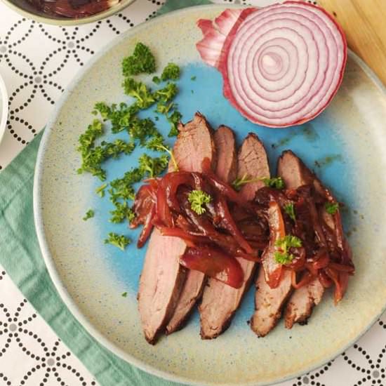 Flank Steak w/ Red Onion Marmalade