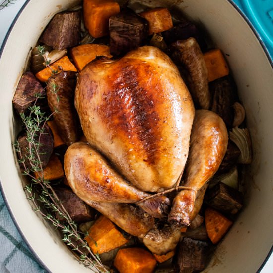 Aromatic Red Wine Roasted Chicken