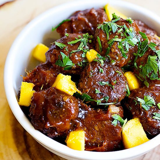 Slow Cooker Mango BBQ Meatballs