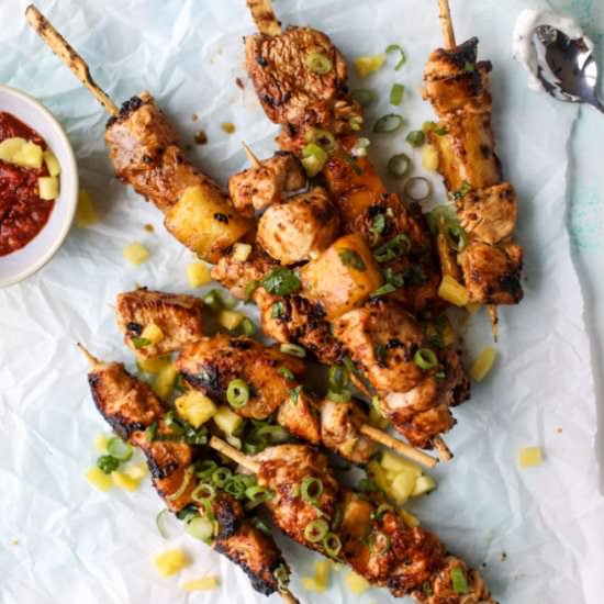 Pineapple Chili Chicken Skewers