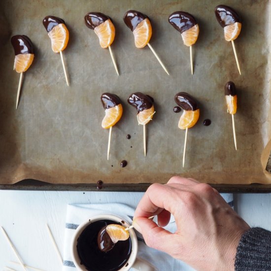 Tangerines dipped in chocolate