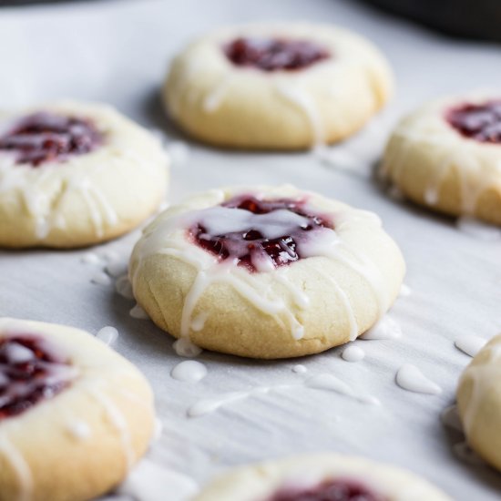 Raspberry Almond Thumbprint Cookies