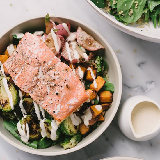 Salmon Grain Bowl w/ Roasted Veggies