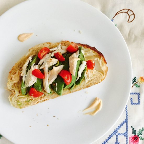 Spicy Mayo Avocado Chicken Toast