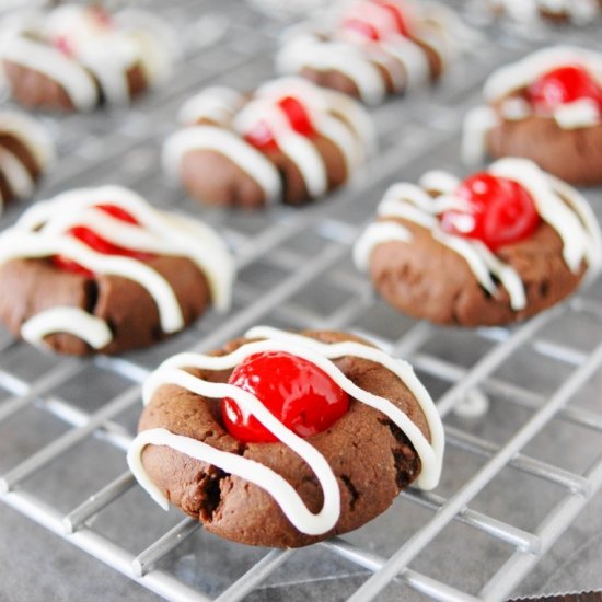 Cherry Chocolate Thumbprint Cookies