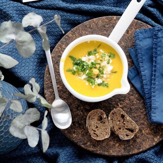 Creamy soup of chickpea and squash