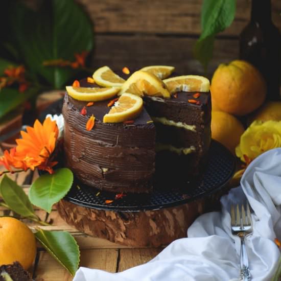 Chocolate Nutella Orange Cream Cake