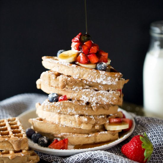 Banana and Berry Buckwheat Waffles