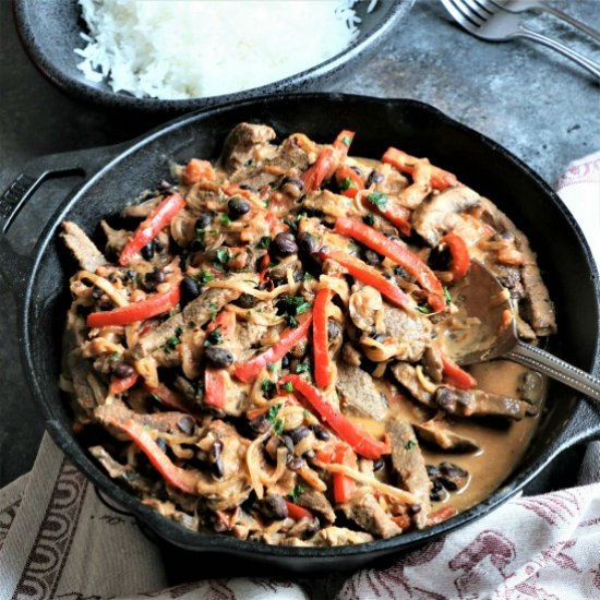 Pepper, Steak & Black Bean Skillet