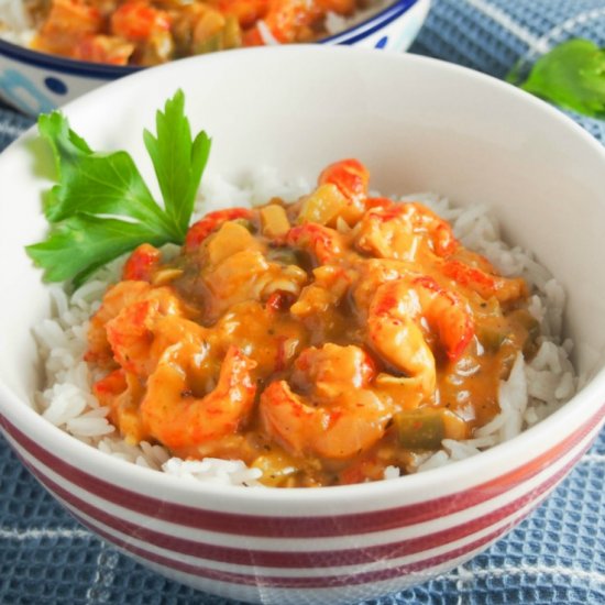 Crawfish etouffee (lightened up)