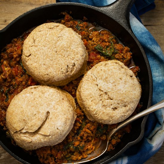 Turkey Skillet with Spelt Biscuits