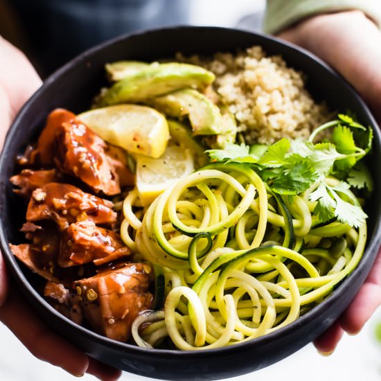 Honey BBQ Baked Salmon Bowls