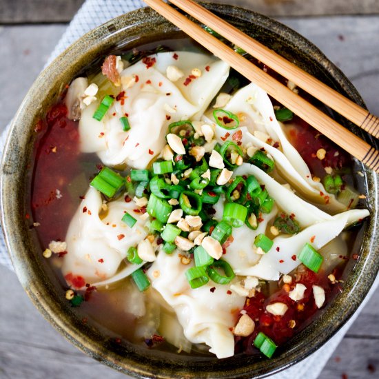 Shrimp Wontons in Ginger Broth