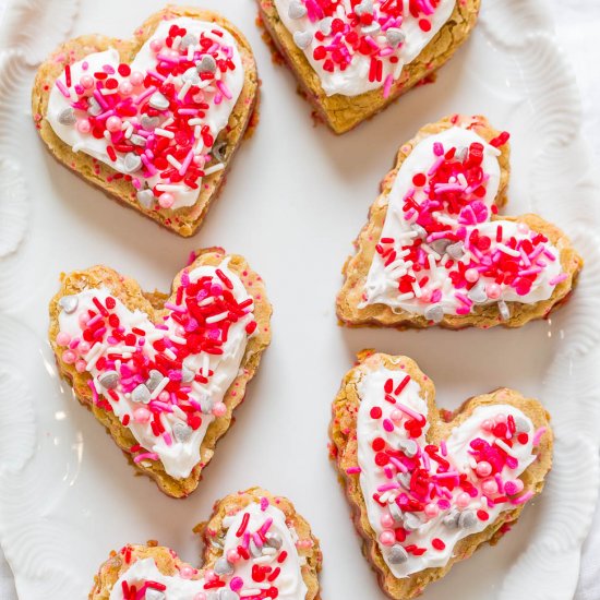 Soft Frosted Valentine Heart Cookies