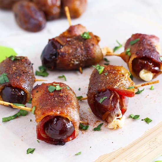 Bacon Wrapped Dates w/ Cheese