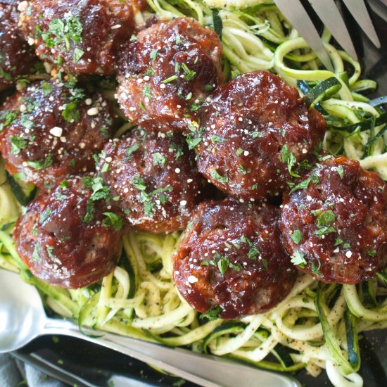 BBQ Meatballs with Zoodles