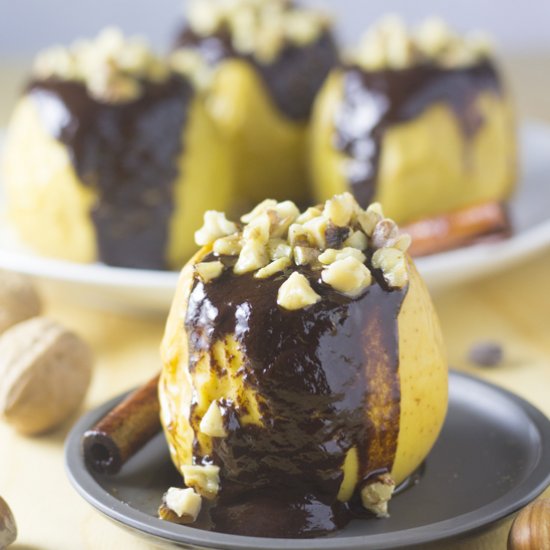 Baked Apples with Chocolate Sauce