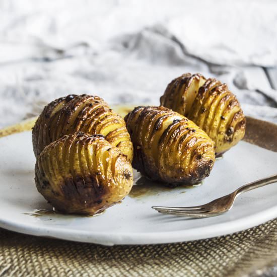 Vegan Maple Hasselback Potatoes