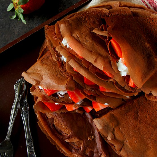 Strawberries & Cream Chocolate Crepes