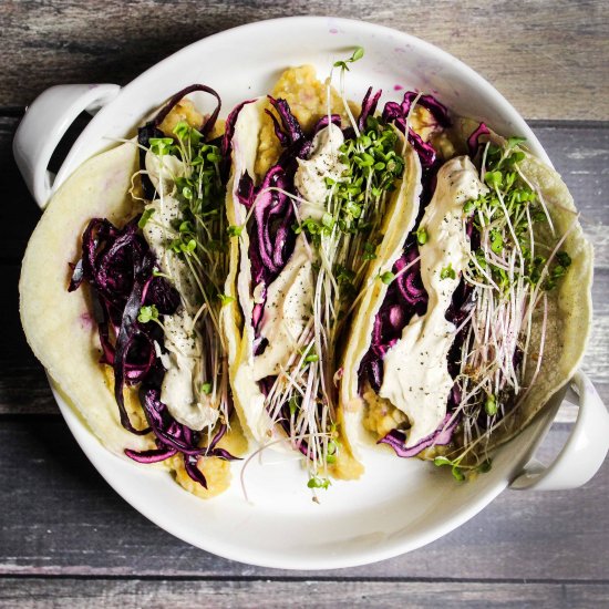 Lentil Tacos with Tahini Cream