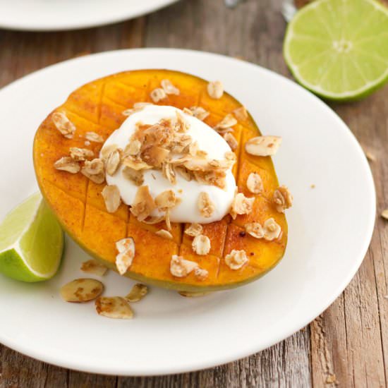 Broiled Mango with Greek Yogurt