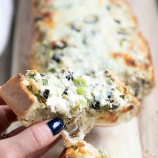 Cheesy Olive Tapenade French Bread