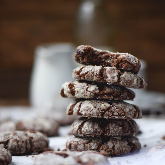 Soft Dark Chocolate Crinkle Cookies