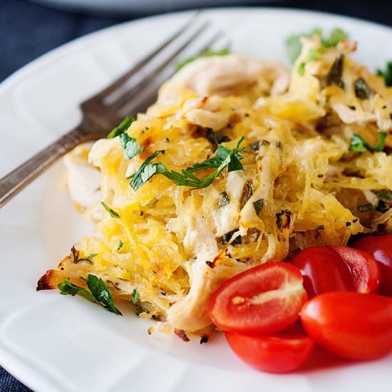 Chicken Alfredo Squash Casserole